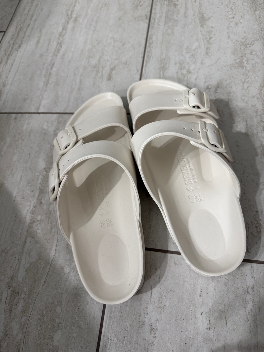 Birkenstock White Slip-On Sandals with Dual Straps..size 9M